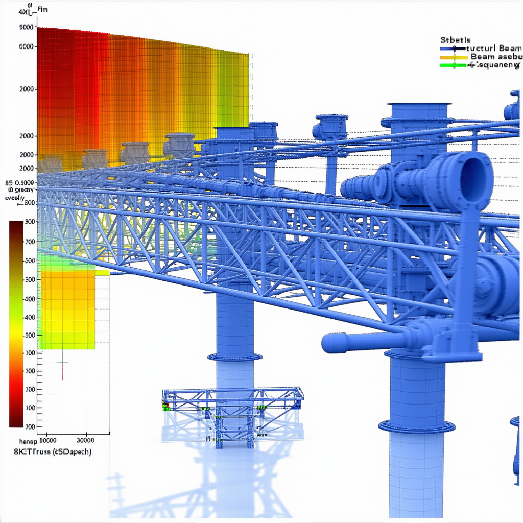The Image Is A 3d Model Of A Bridge, With A Blue Color Scheme