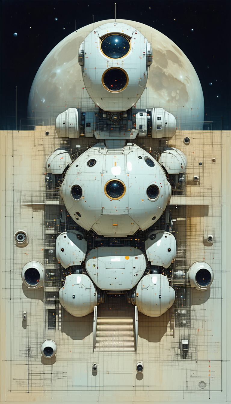 A Large White Spacecraft Is Shown In A Futuristic Setting