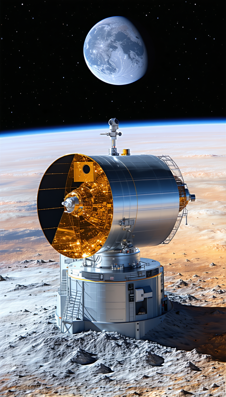 A Large Spacecraft Is Seen In The Foreground, With A Smaller Spacecraft In The Background