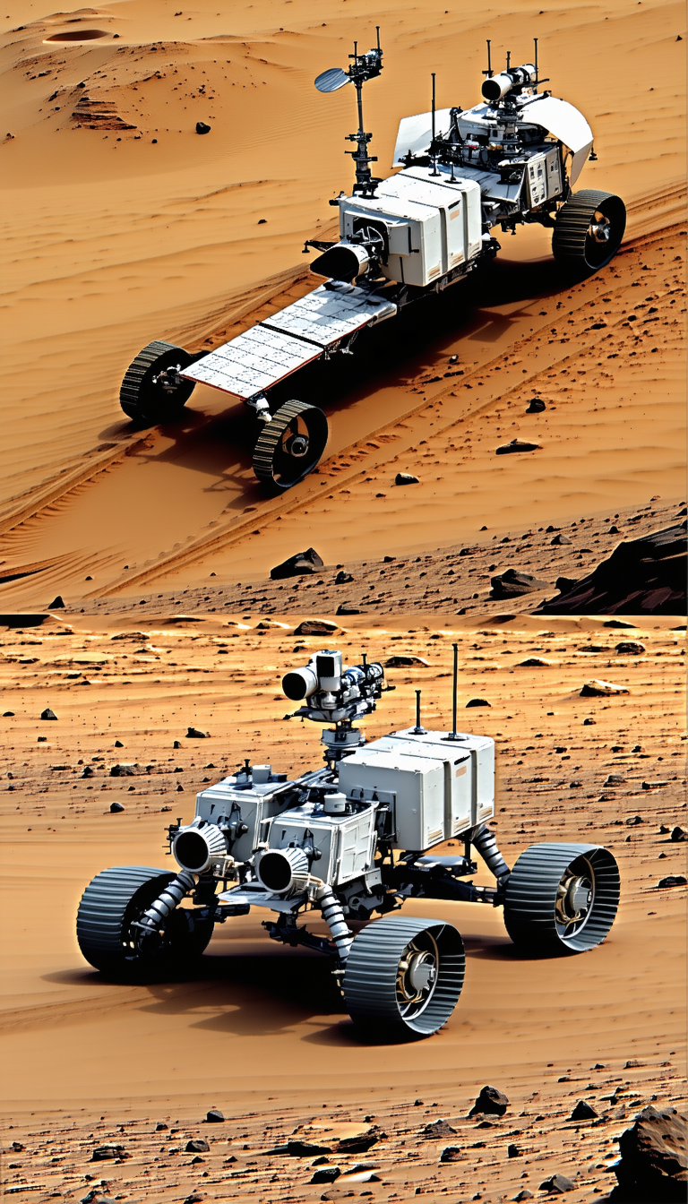 A White Robotic Vehicle With A Solar Panel On Its Back, Driving On A Dirt Road