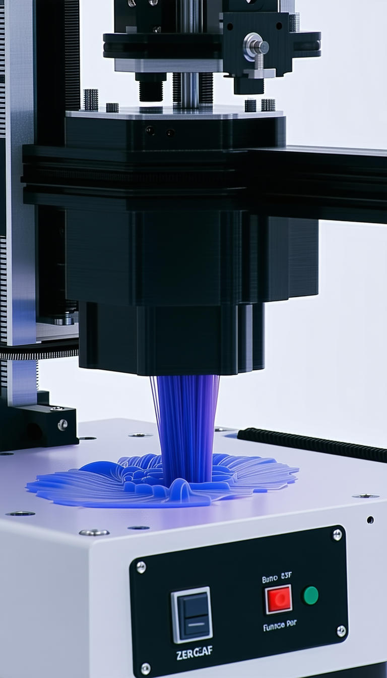 A 3d Printer Is In The Process Of Creating A Blue Object