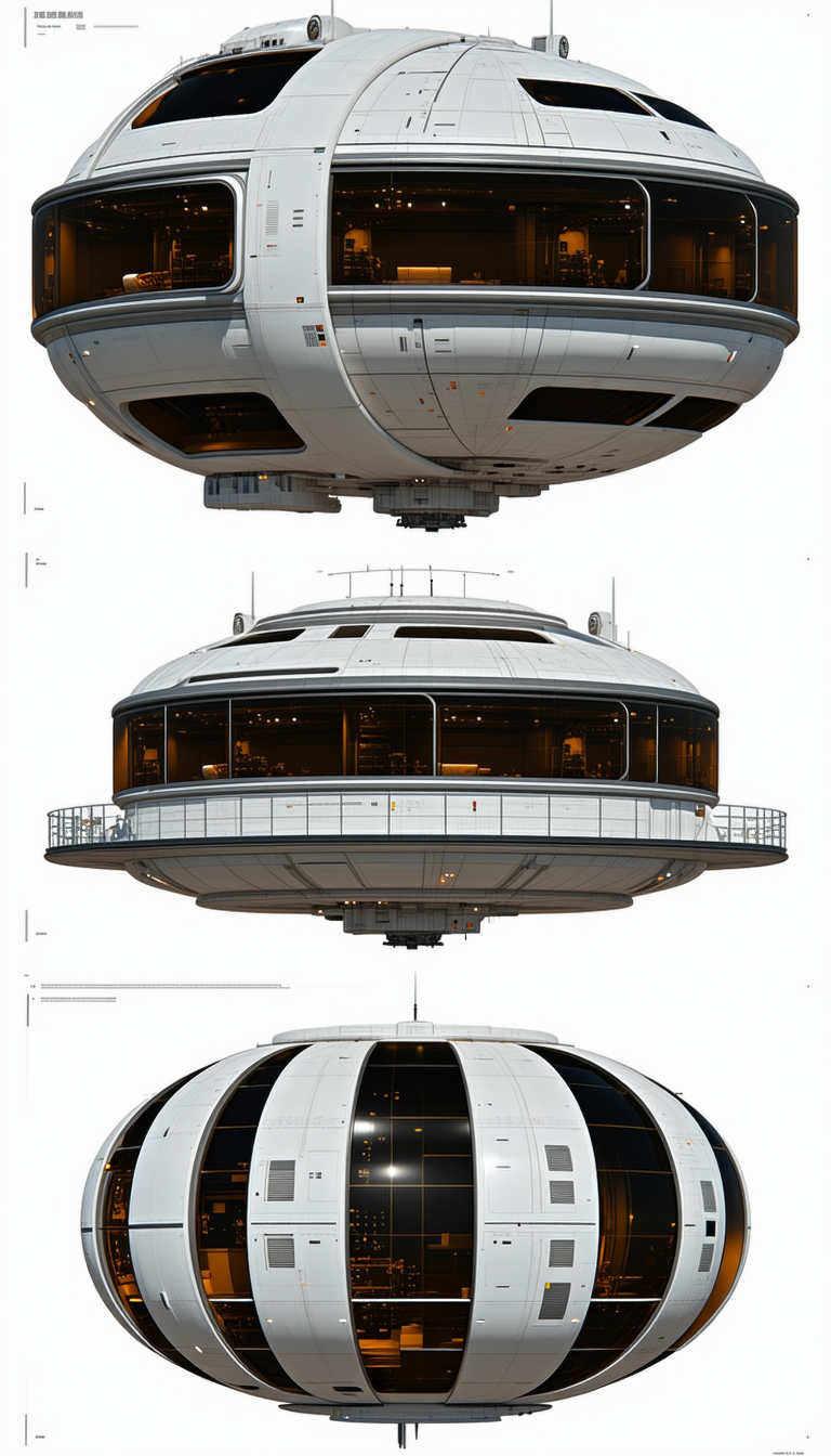 A Large White Spacecraft Is Shown In A Top View, With A Smaller Spacecraft On Top Of It