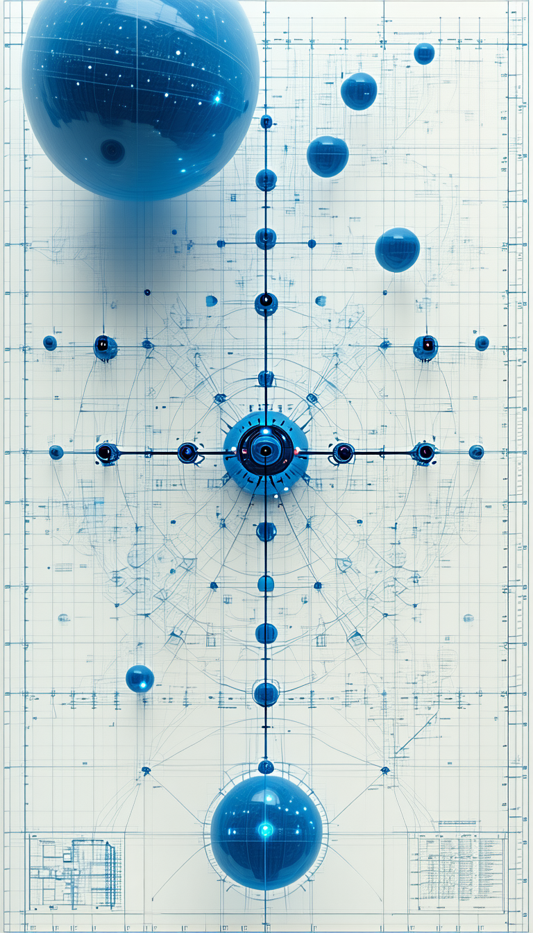 A Blue And White Drawing Of A Clock Is Displayed On A White Background