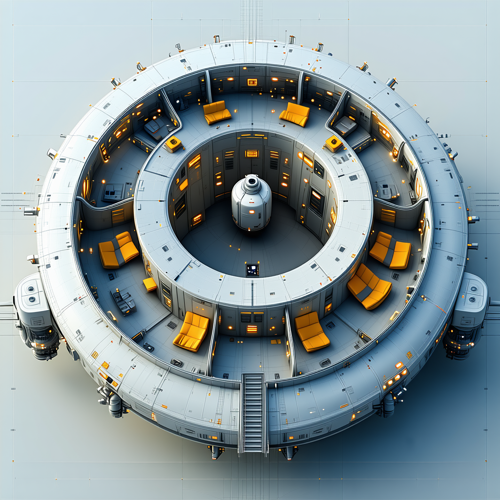 rendering futuristic space station