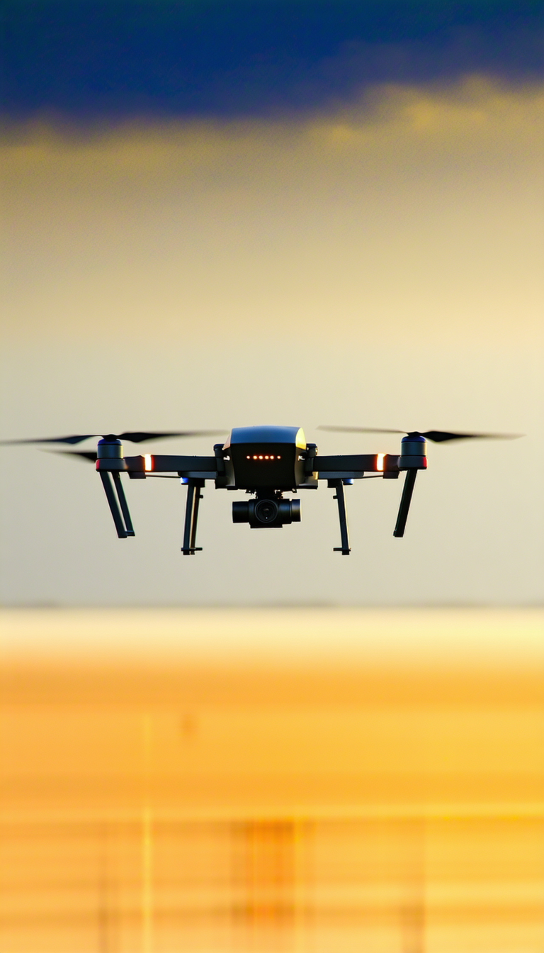 A Drone Flying In The Sky, Capturing A Beautiful Sunset