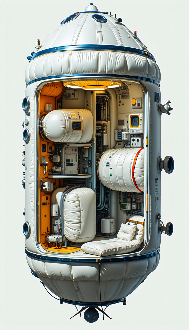 A White Space Capsule With A Large Number Of Controls And Instruments