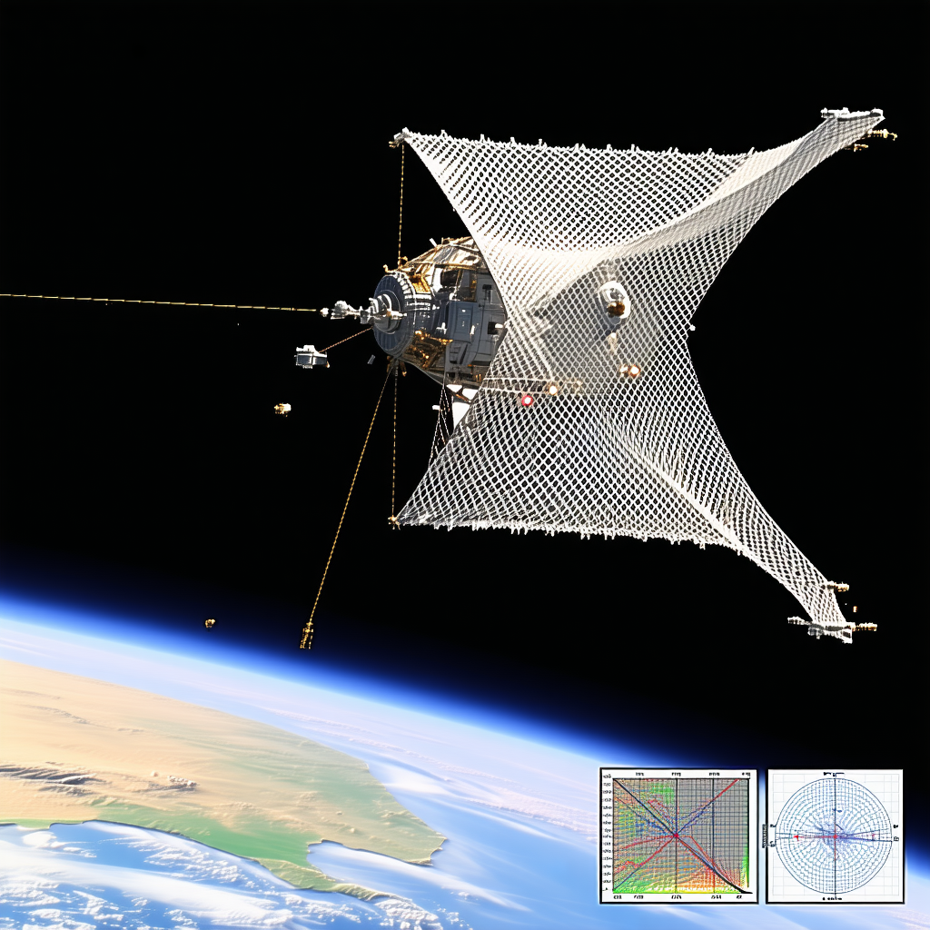 A Large Satellite In Space, With A Distinctive Triangular Shape