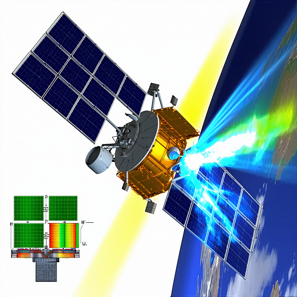 A Spacecraft With A Solar Panel On Its Side, Flying Through The Air