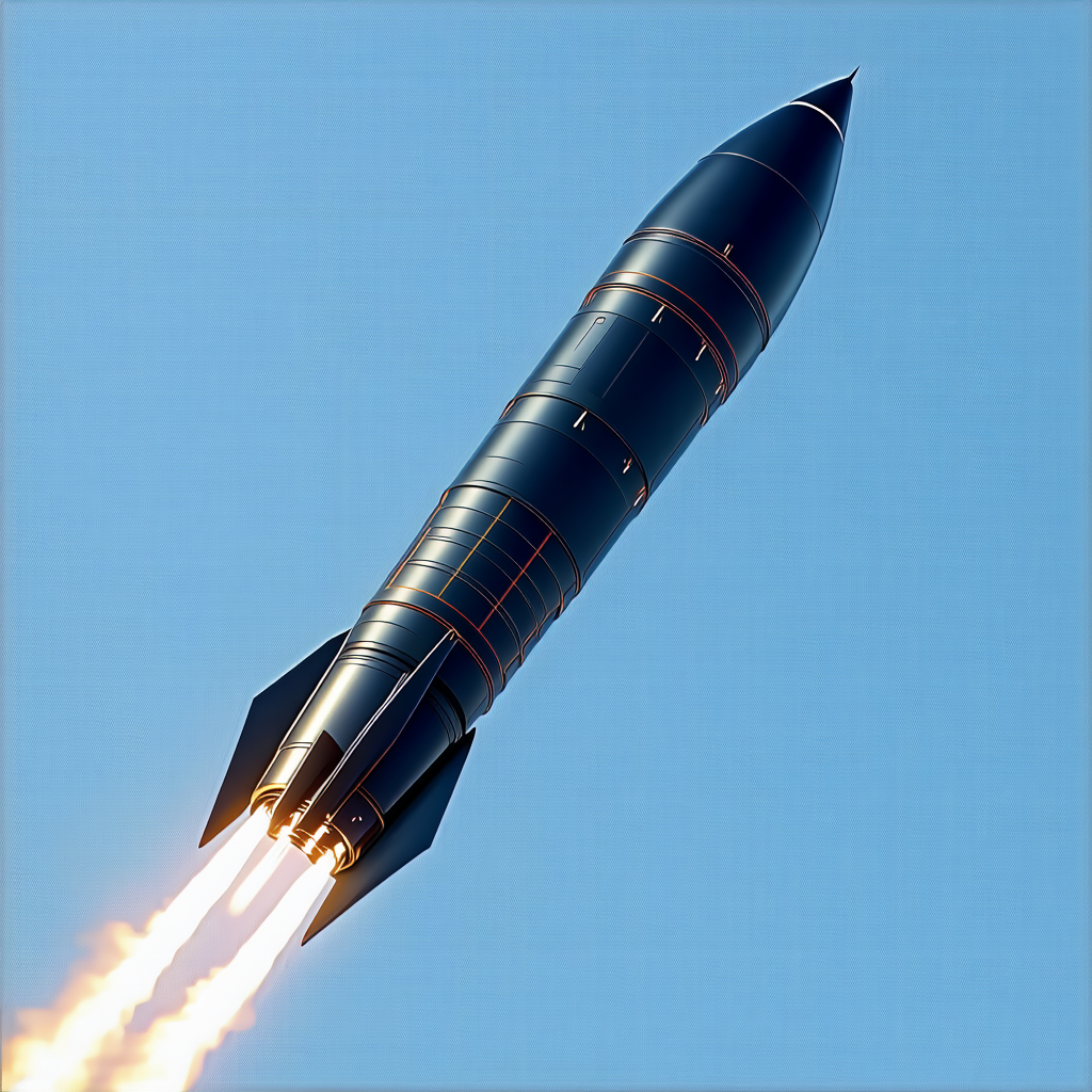 A Rocket Is Flying Through The Sky, Leaving A Trail Of Smoke Behind It