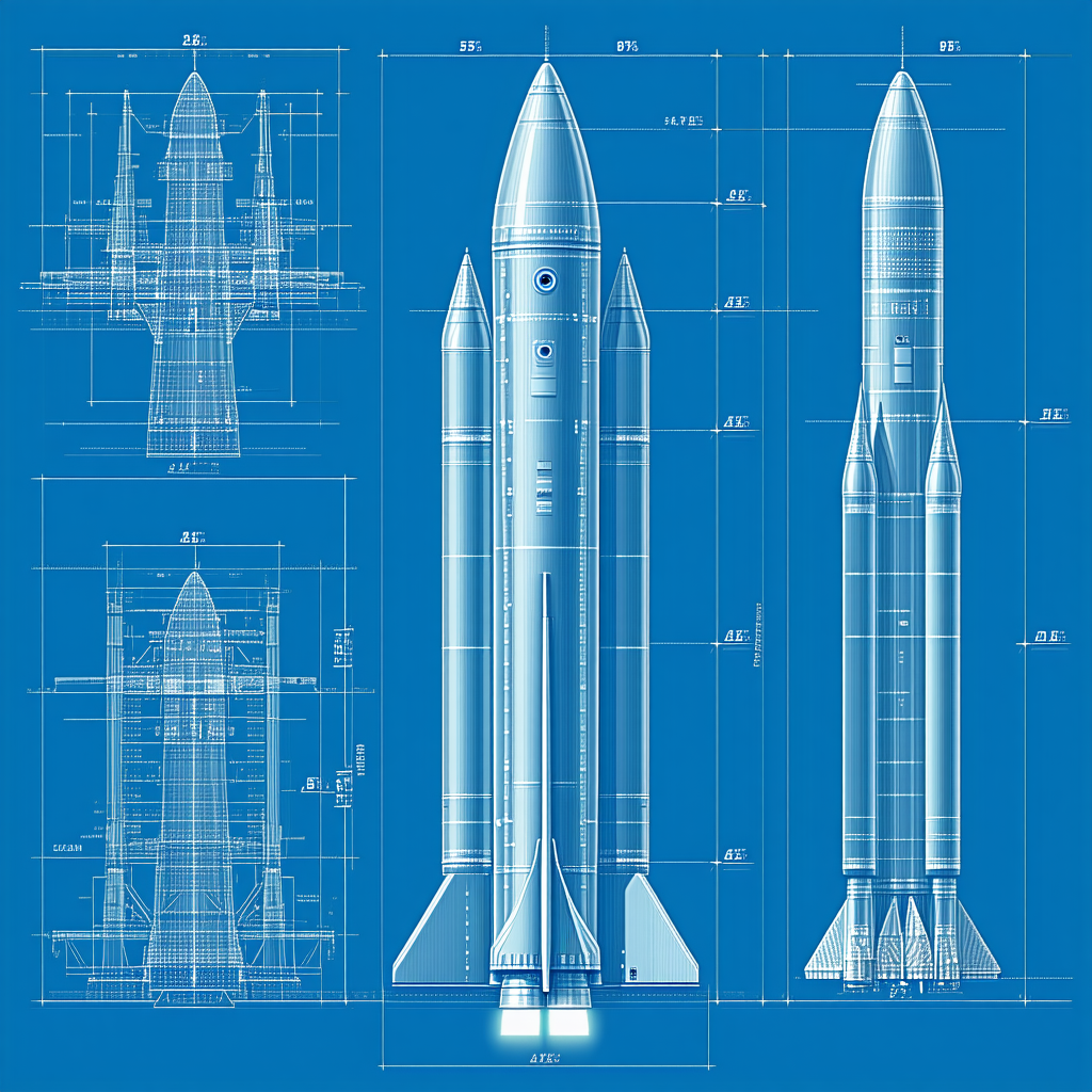A Blue Drawing Of A Rocket Ship Is Displayed