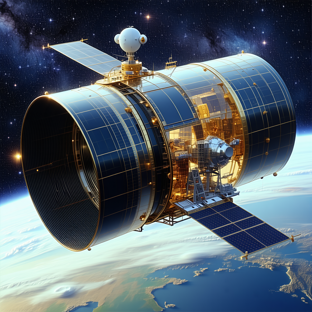 A Spacecraft With A Large Dome On Top, Flying Through The Sky