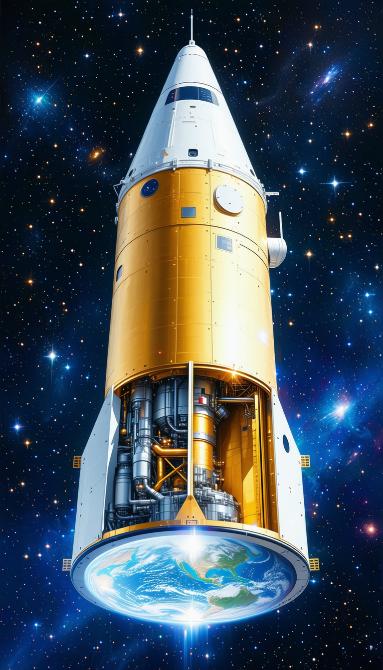 A Space Shuttle With Its Hatch Open, Revealing The Inside Of The Spacecraft