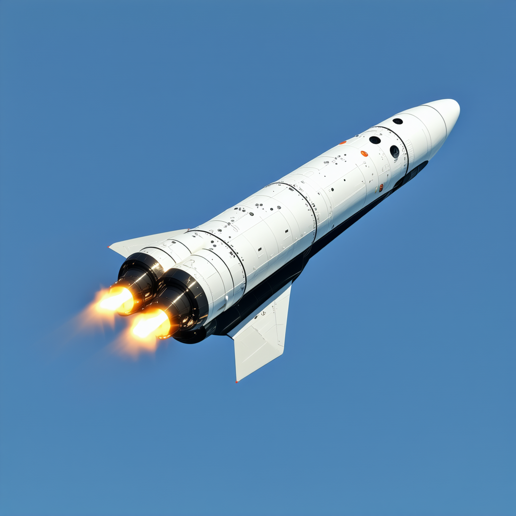 A Rocket Is Flying Through The Sky, Leaving A Trail Of Smoke Behind It