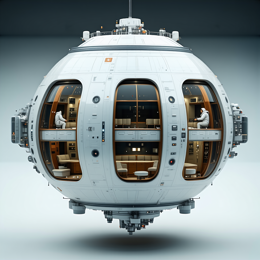 A Large, White, Round Spacecraft With A Hollow Interior