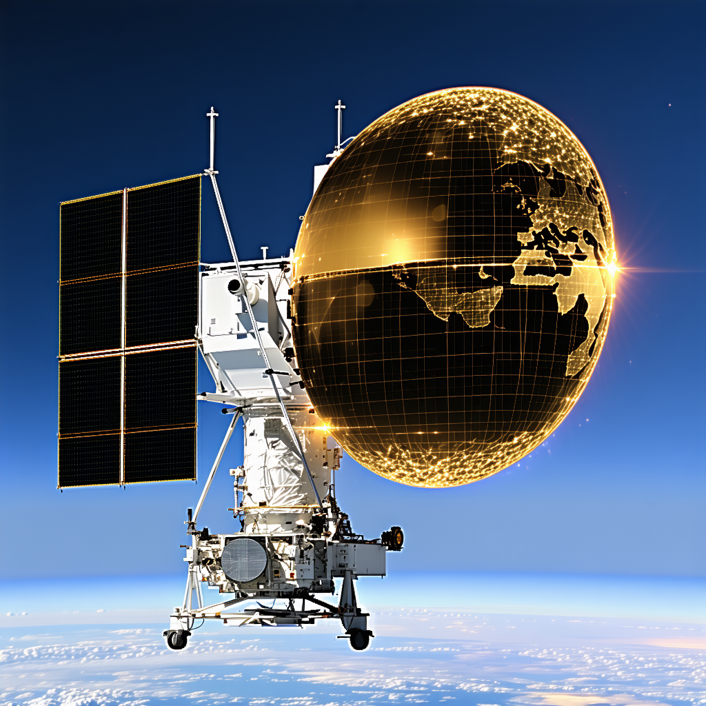 A Spacecraft Is Shown In The Image, With A Large Globe On Top Of It