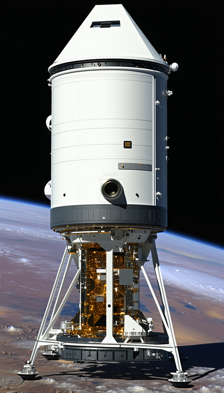 A Large White Space Shuttle, Likely A Space Station, Floating In The Sky