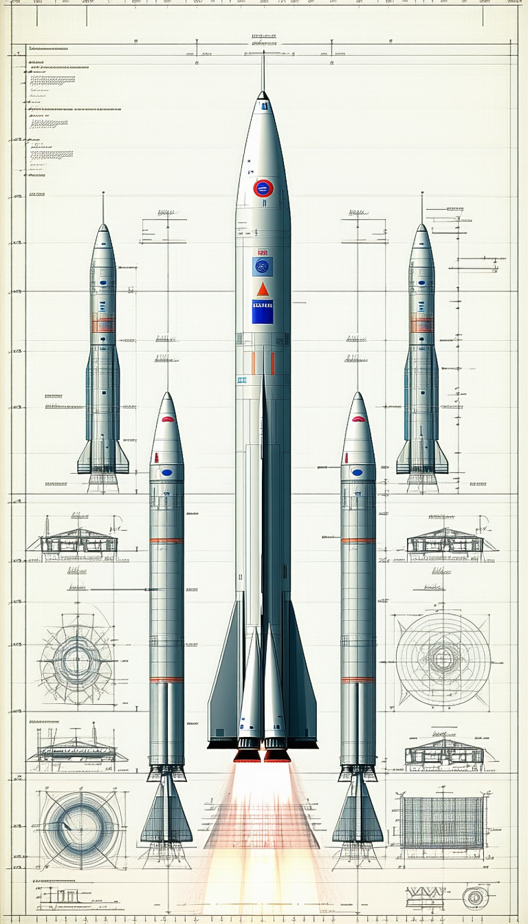 A Drawing Of A Rocket Ship Is Shown, With Three Different Sections Of The Rocket