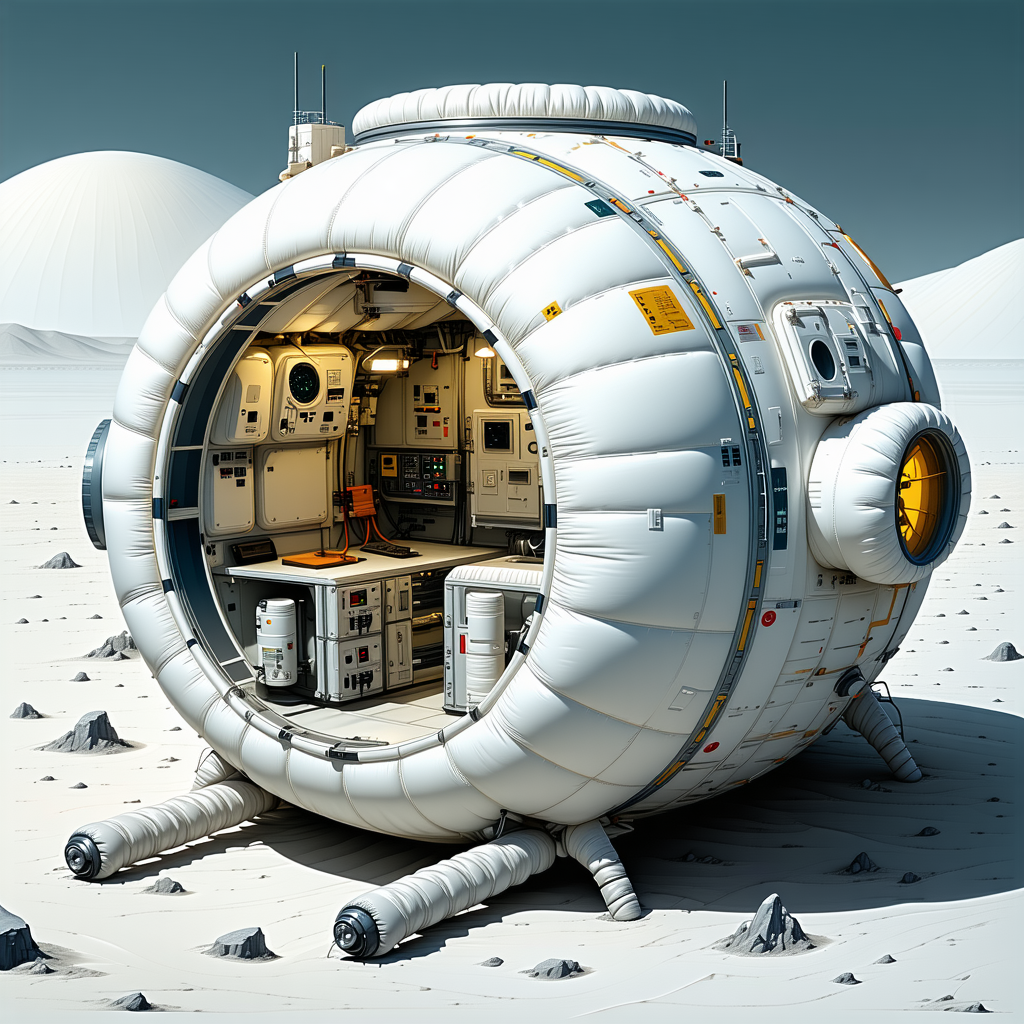 In The Image, There Is A Large White Spacecraft With A Dome-shaped Structure