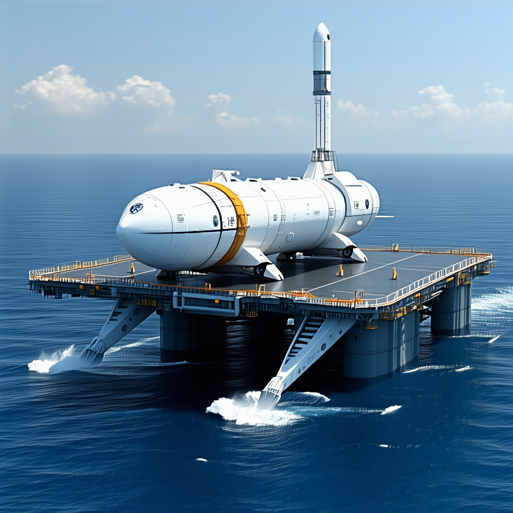 A Large White Spacecraft Is Floating On The Water
