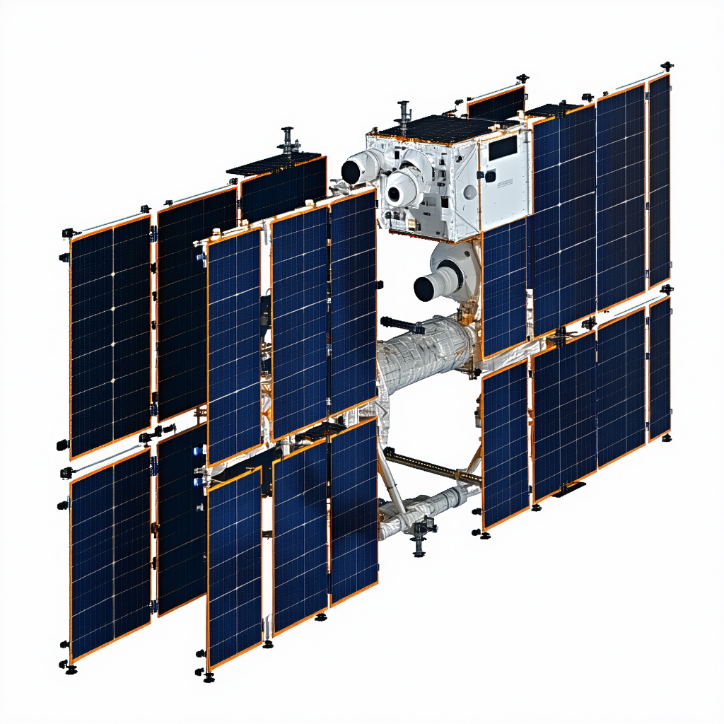 A Spacecraft With A Large Solar Panel On Its Side