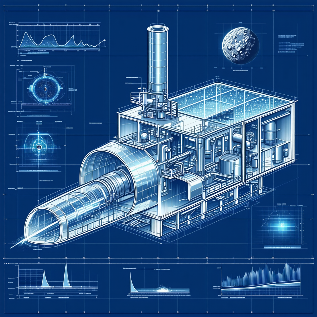 The Image Is A Blue And White Drawing Of A Large Industrial Machine