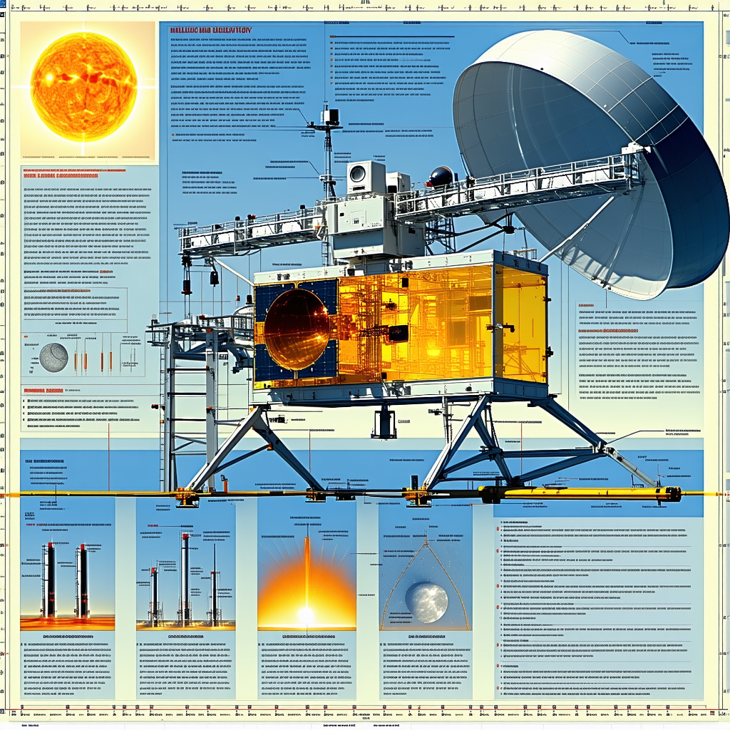 A Large Poster Is Displayed, Featuring A Space Station And A Satellite