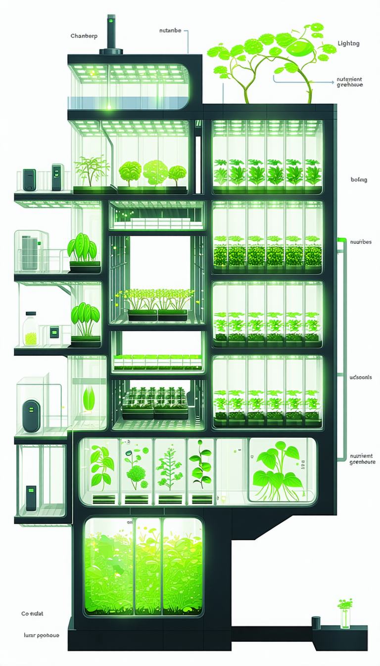 The Image Is A Detailed Drawing Of A Building That Houses A Large Number Of Plants