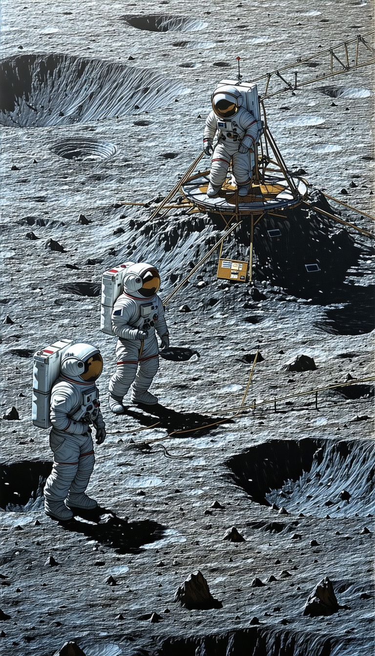 In The Image, There Are Three Astronauts Standing On The Moon