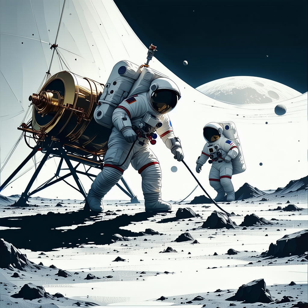 image, there astronauts moon