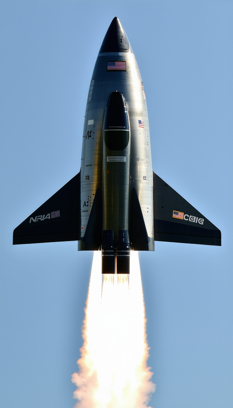 A Space Shuttle Flying Through The Sky, Leaving A Trail Of Smoke Behind It