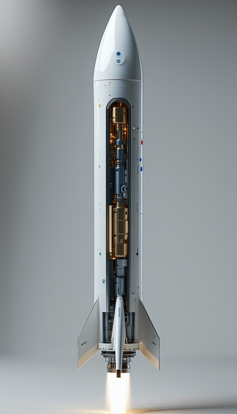 A White Rocket Is Shown In A Close-up View
