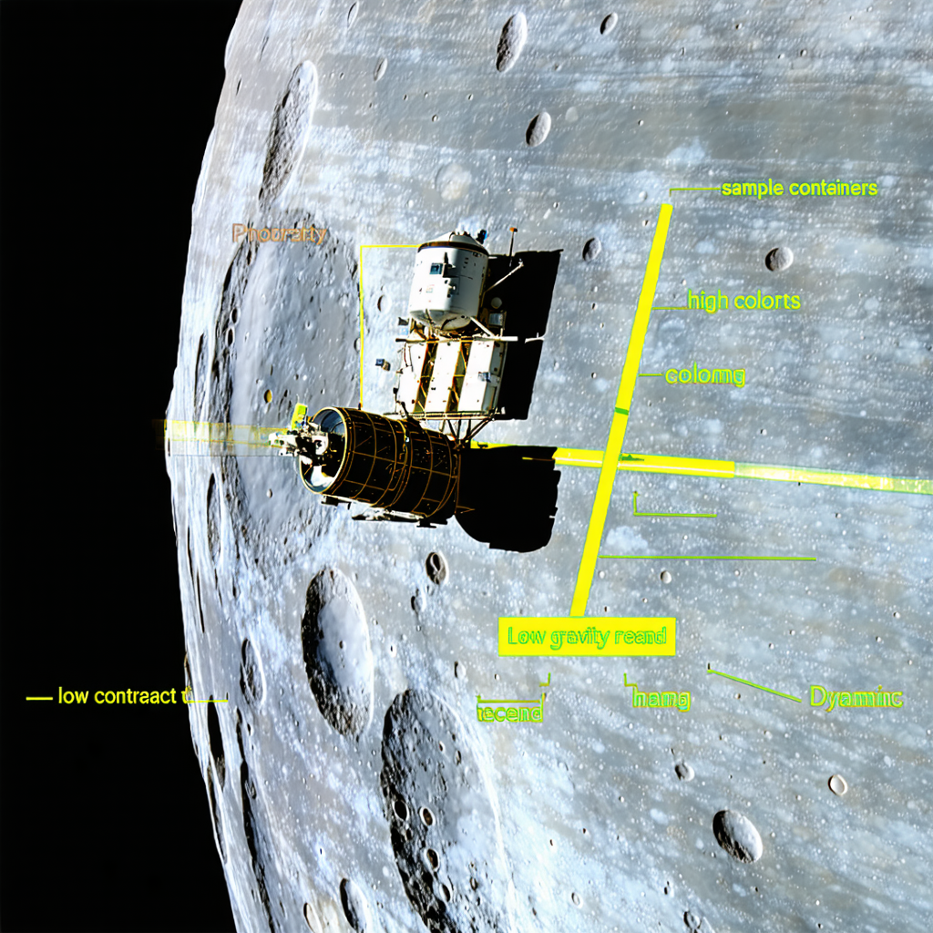 A Spacecraft On The Moon, With A Small Spacecraft On The Ground
