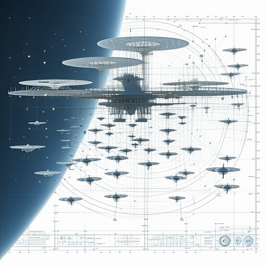 In The Image, There Is A Large, Futuristic Space Station With A Dome-shaped Structure