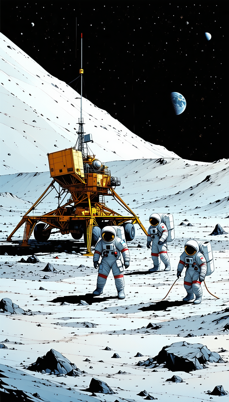 In The Image, There Is A Group Of Five Astronauts Standing On The Moon