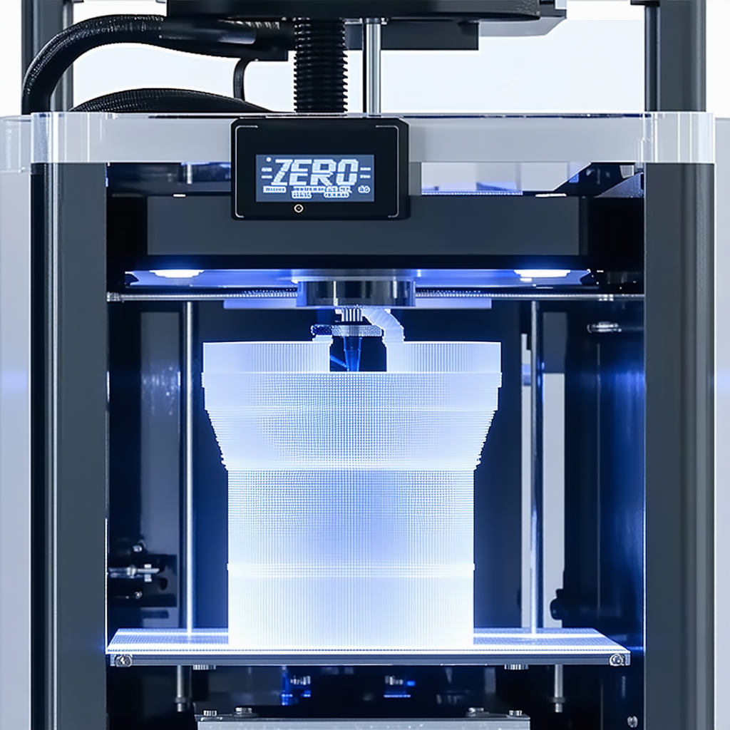 A 3d Printer Is Shown In The Image, With A Blue Plastic Cup Being Printed