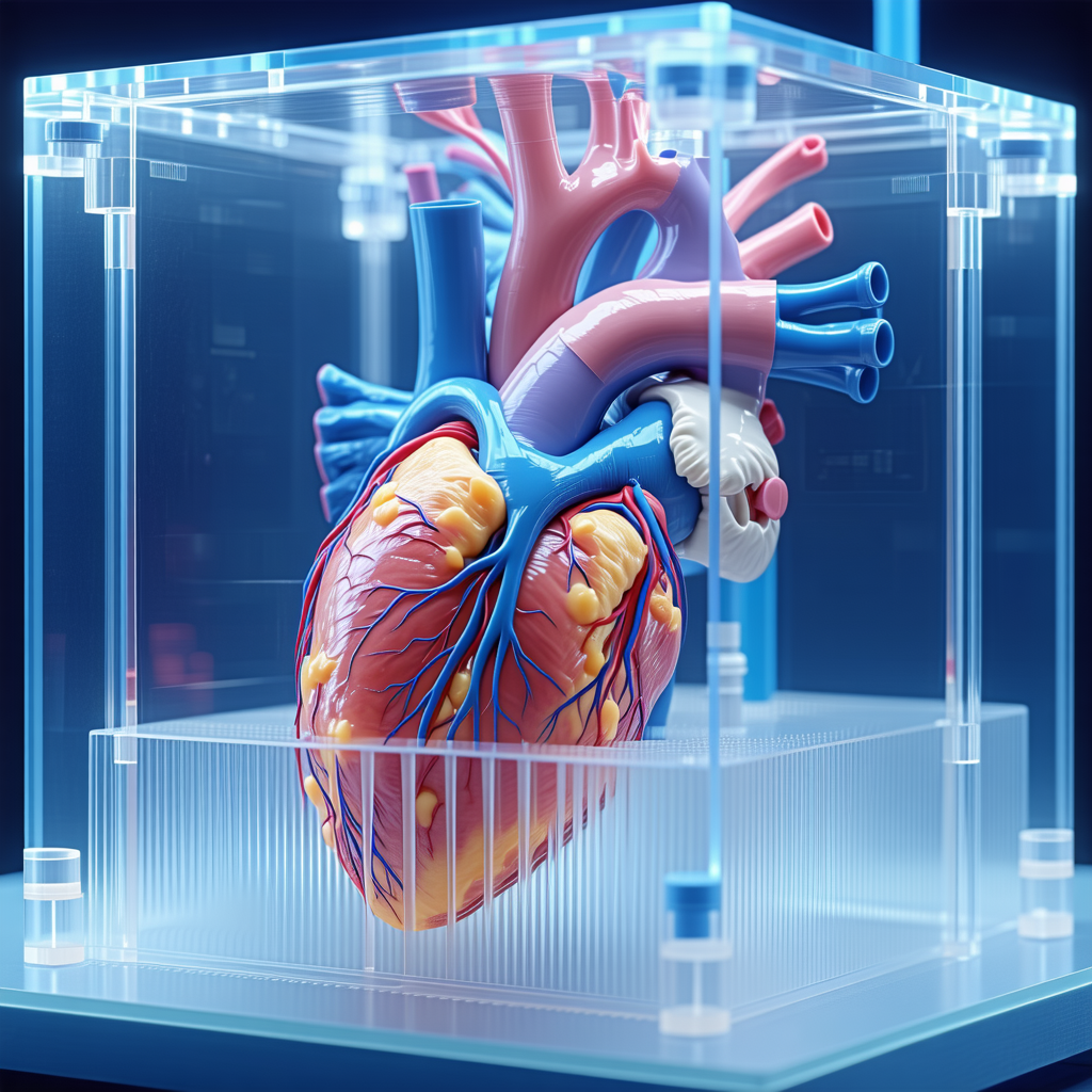 A Heart Is Displayed In A Glass Case, Showcasing Its Intricate Structure