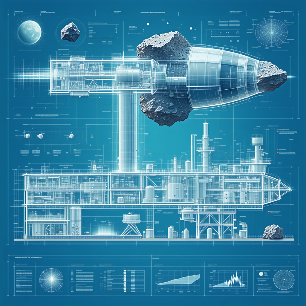 A Blue And White Drawing Of A Space Ship Is Shown