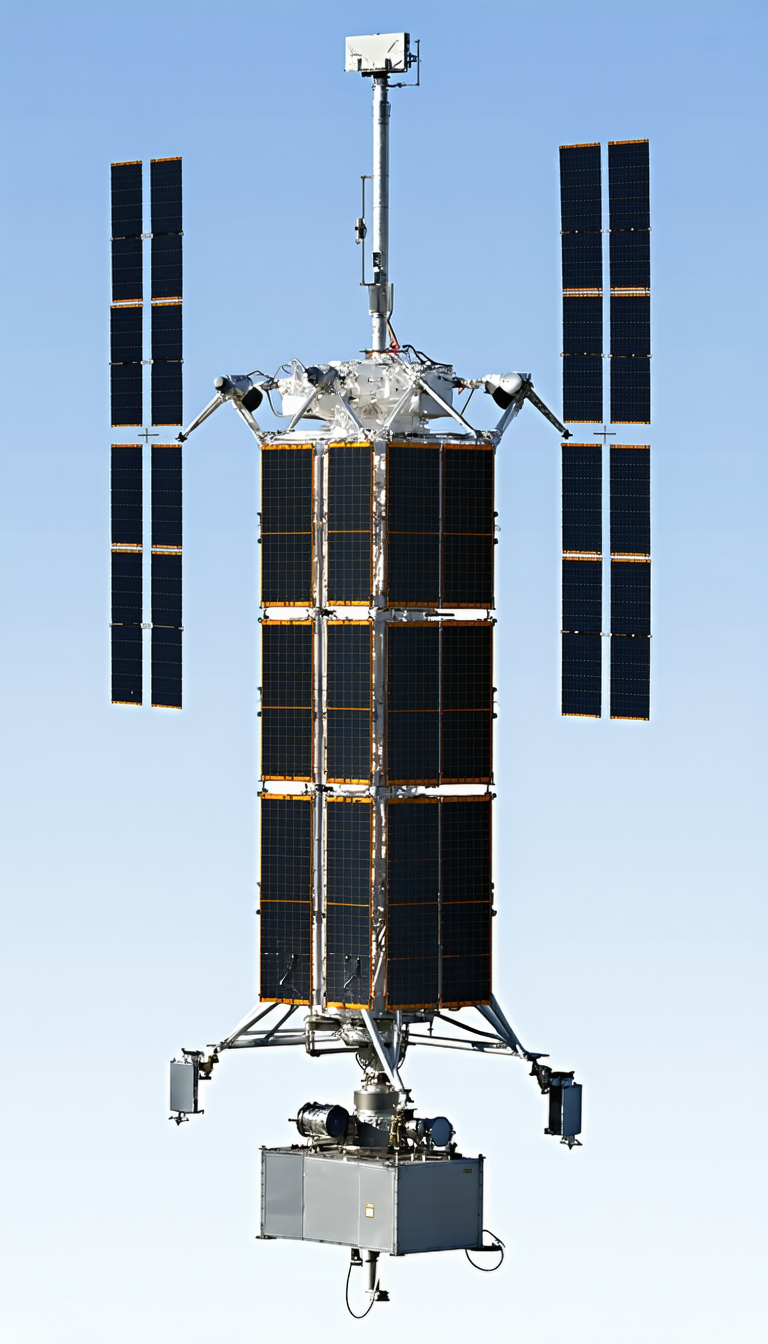 A Large Satellite Is Shown In A Close-up View