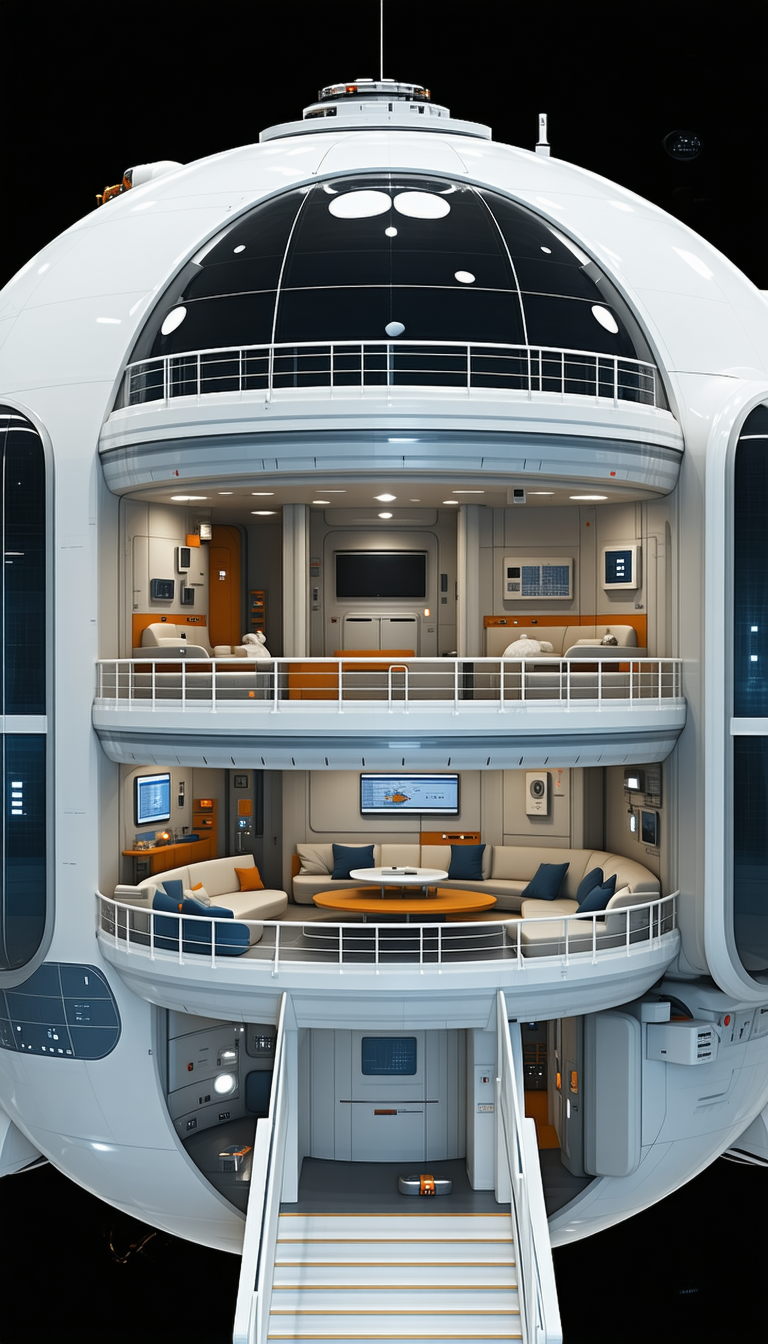 computer-generated (CGI) depiction futuristic living