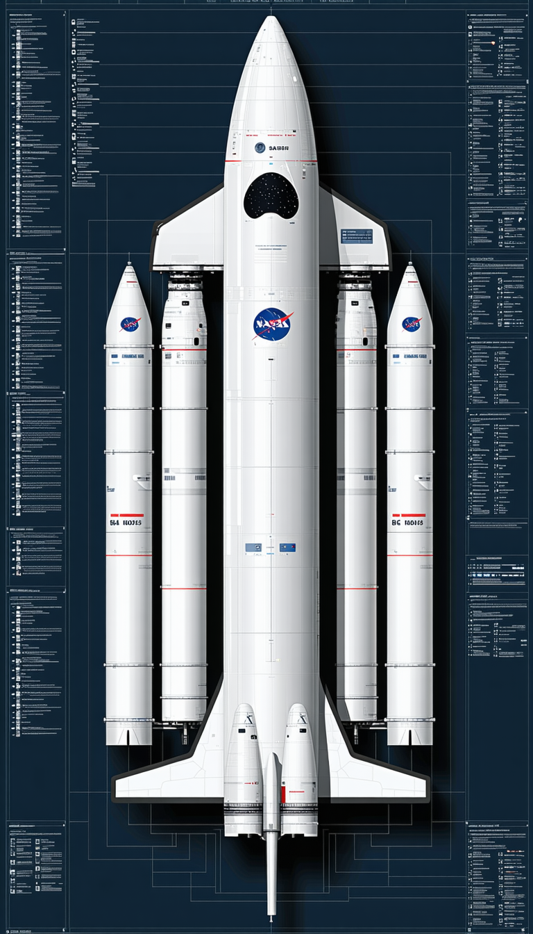 A Large White Space Shuttle Is Shown In A Diagram, With Its Three Main Sections Labeled