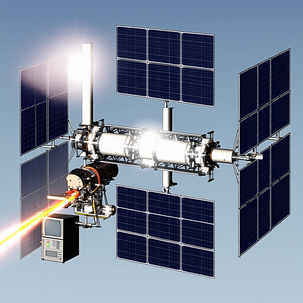 A Spacecraft Is Shown In A Computer-generated Image, With A Large Solar Panel On The Side