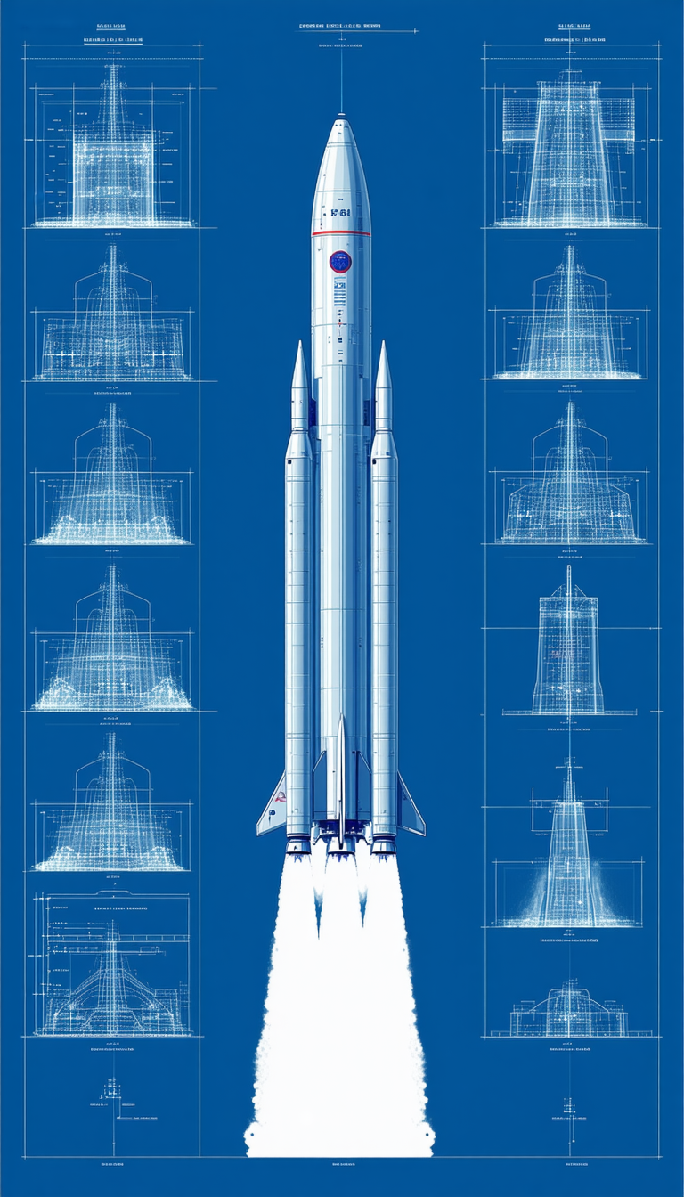 The Image Is A Blue Drawing Of A Space Shuttle, Showcasing Its Various Parts And Components