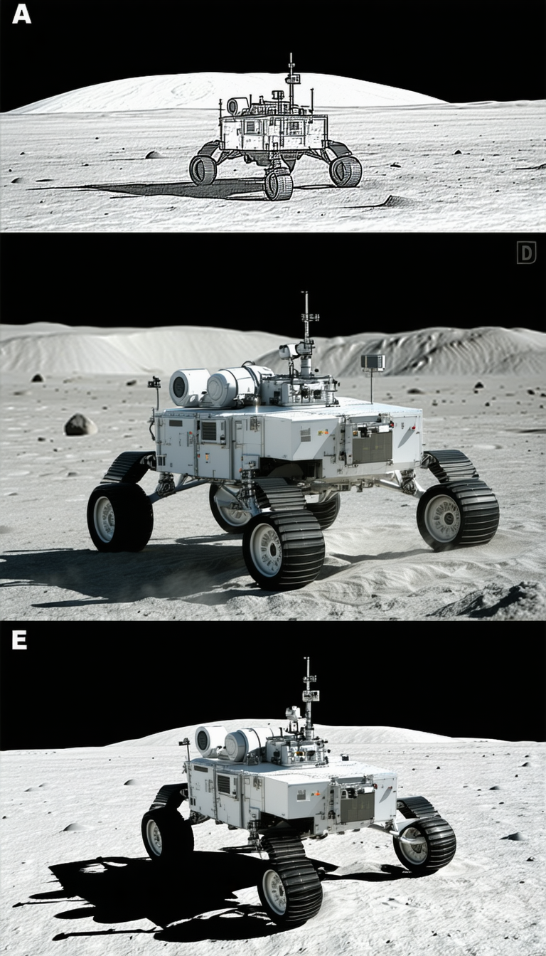 In The Image, There Are Two Pictures Of A Rover On The Moon