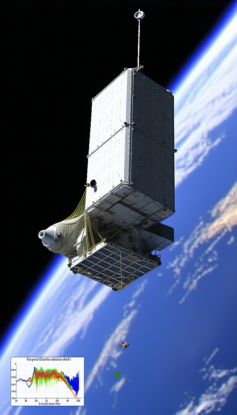 A Large White Spacecraft Is Flying Through The Sky, With A Blue Background