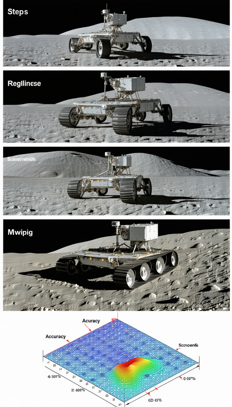 The Image Is A Collage Of Three Pictures Of A Rover On The Moon