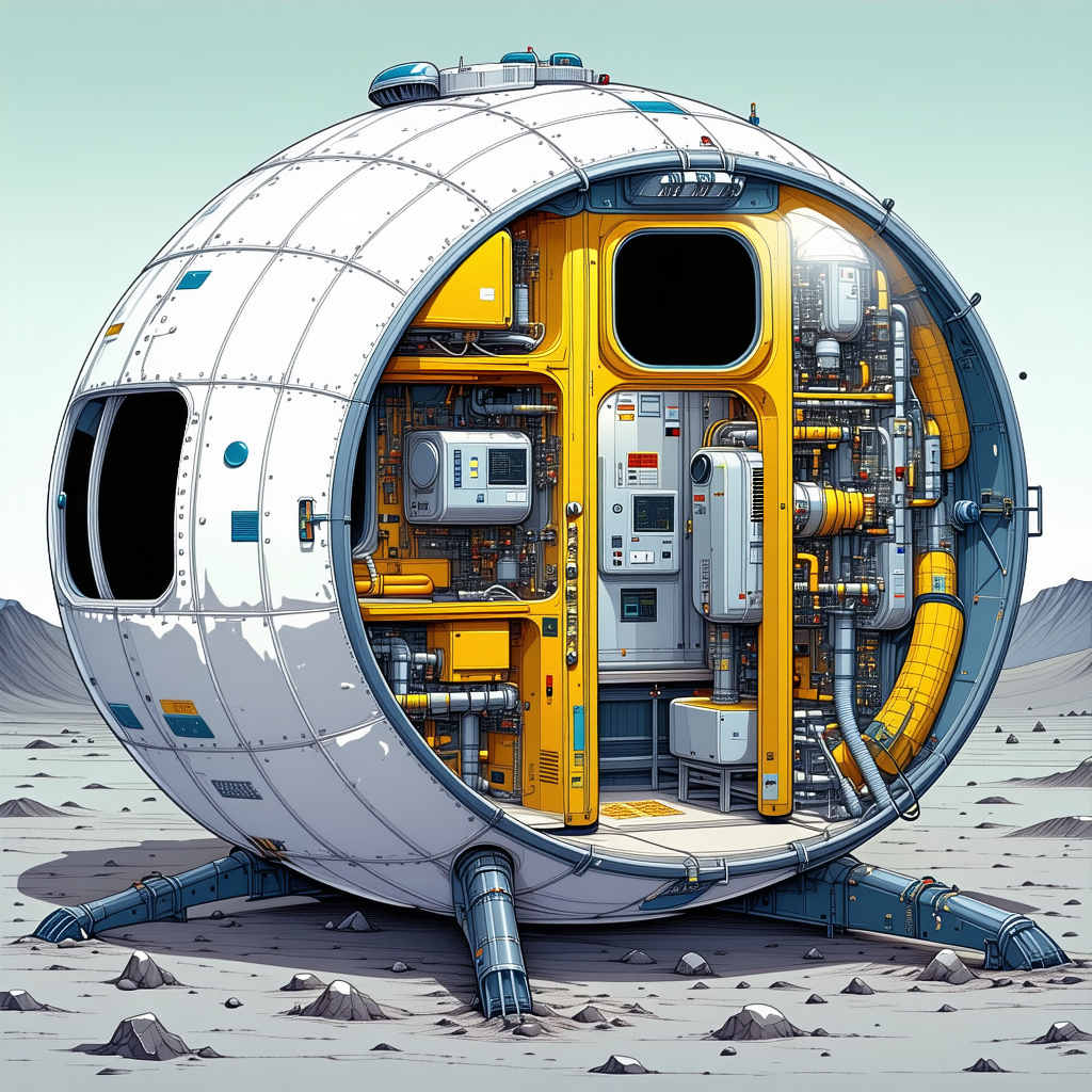 In The Image, There Is A Large, Round, White Spacecraft With A Yellow Interior