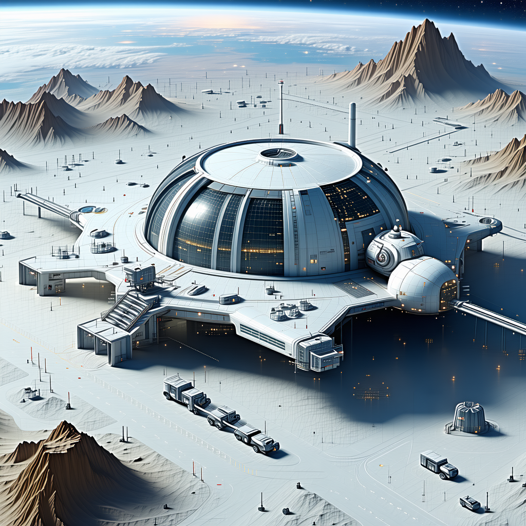 A Large White Building Is Situated In The Middle Of A Desert