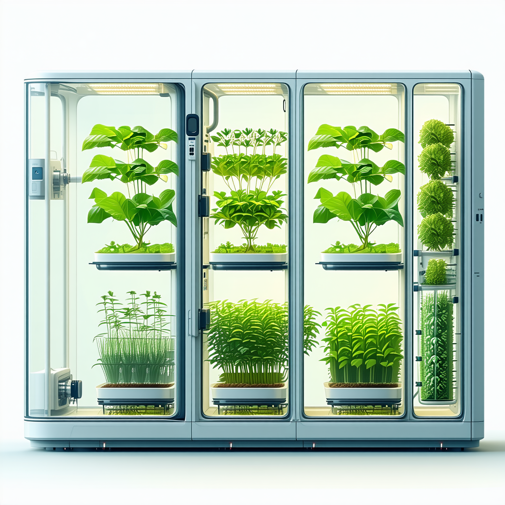 A Large, Modern Refrigerator Filled With Various Types Of Plants