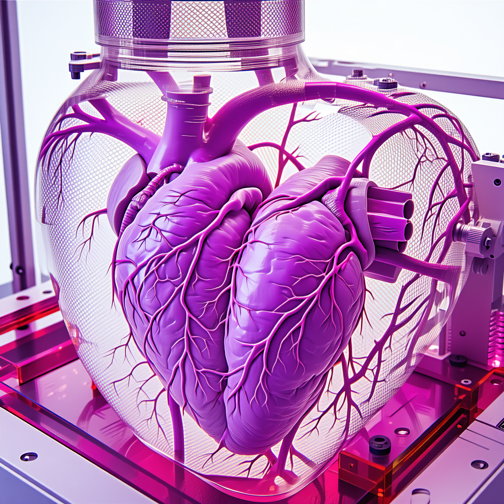 A Purple Heart With A Clear Glass Casing, Showcasing Its Intricate Structure