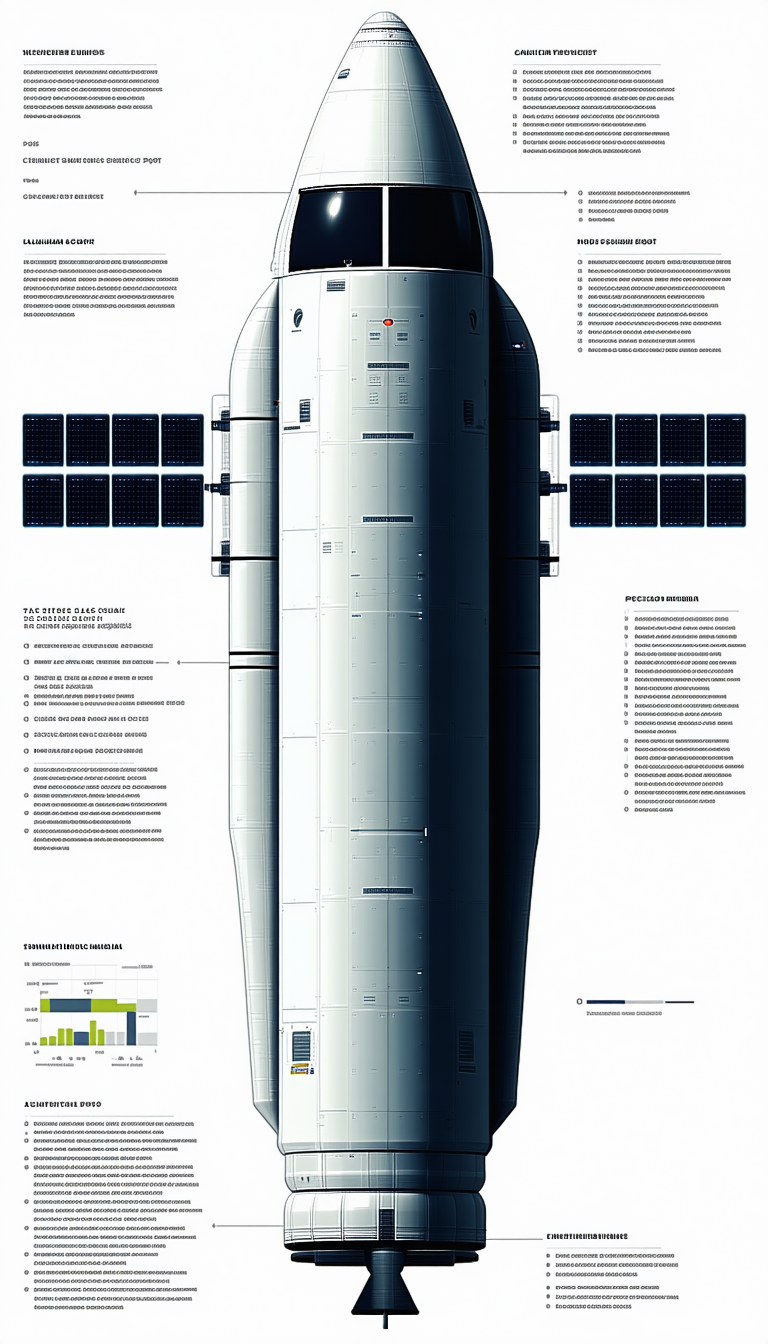 A Large Spacecraft Is Shown In A Diagram, With Various Parts Labeled